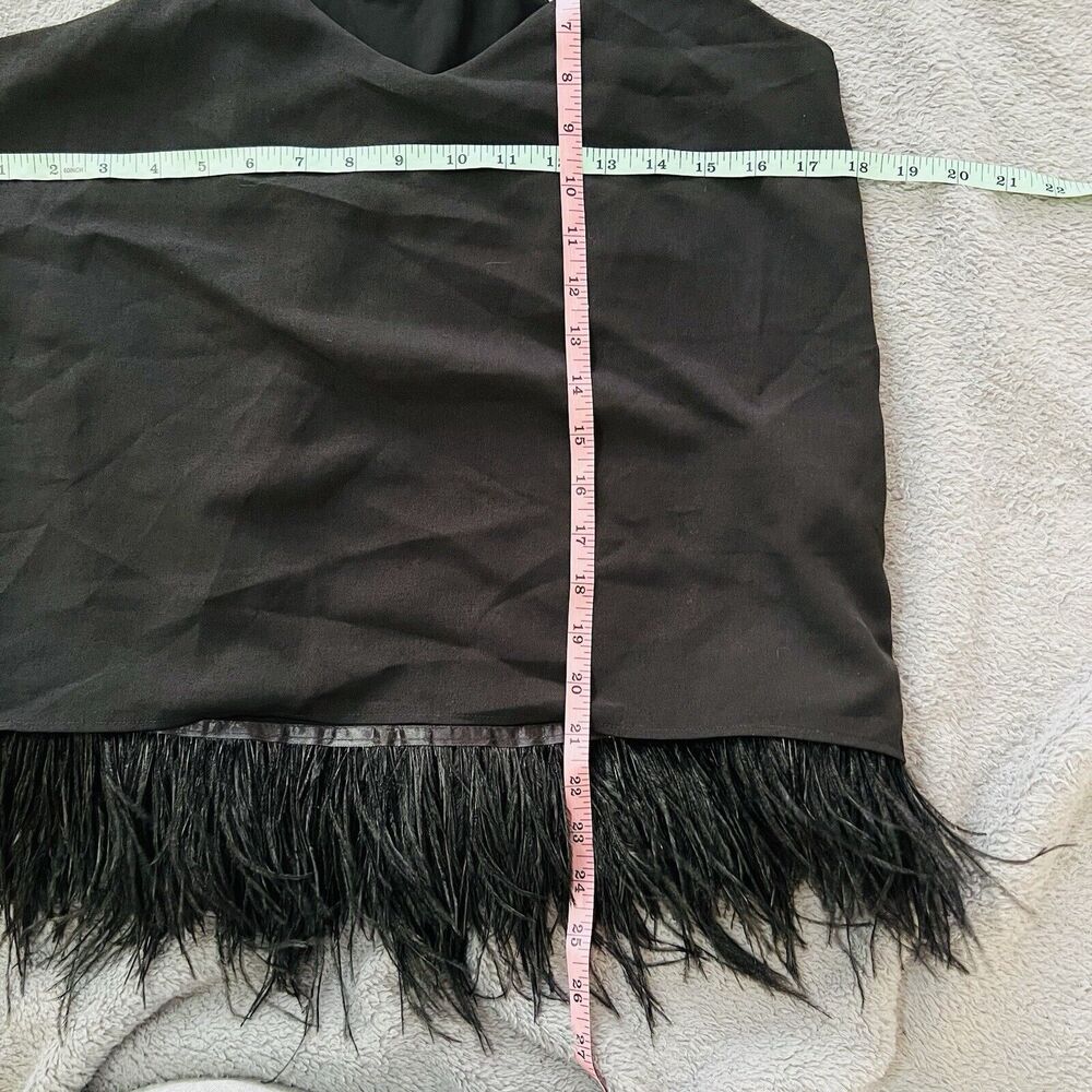 Amaryllis Spaghetti Strap Camisole Feather Trim Blouse Black Small Lined - Picture 9 of 10